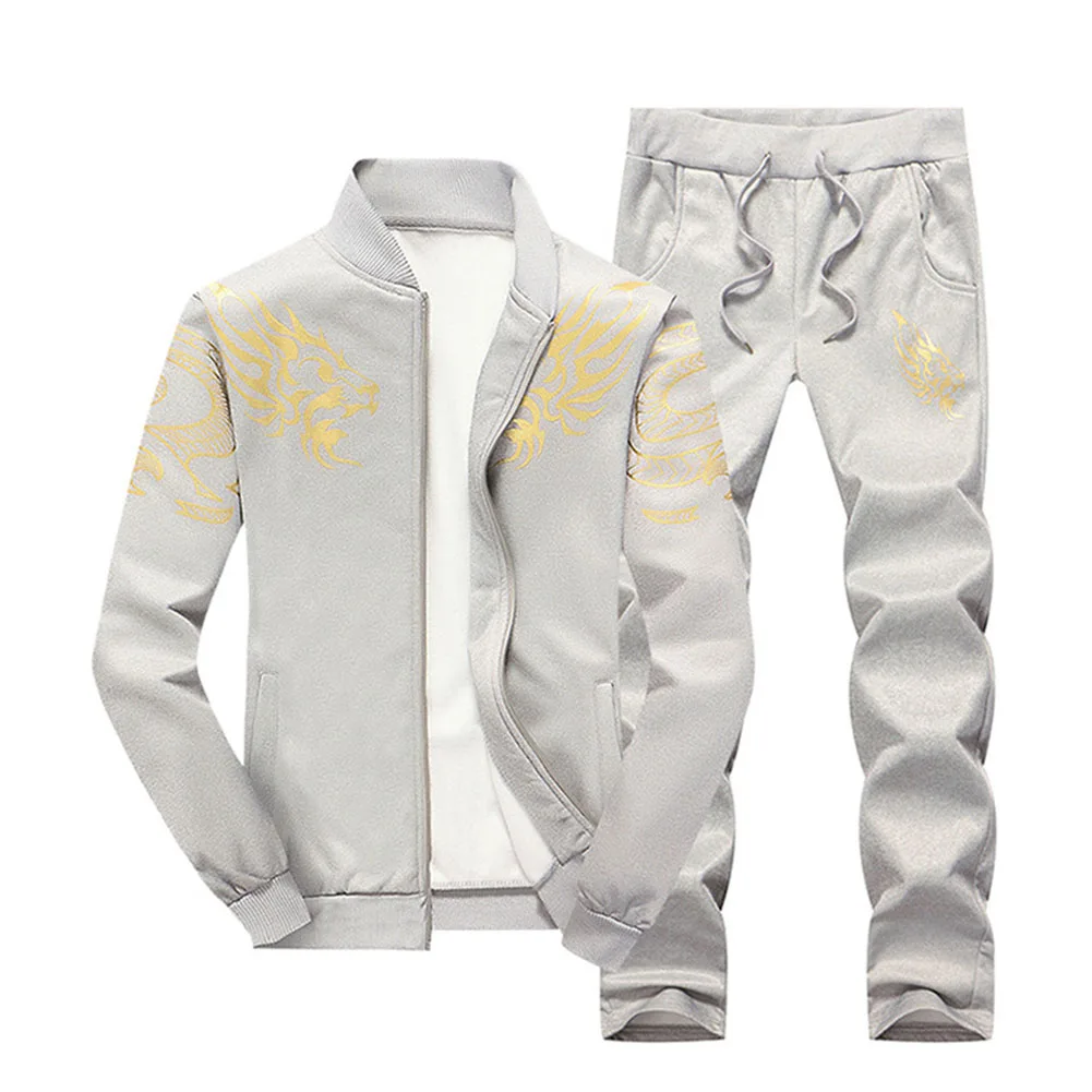 

YJSFG HOUSE Sportswear Print Men's Jogger Fitness Sets Tracksuit Hoodie Pants Coats Plus Size Female Autumn Suits Casual Zipper
