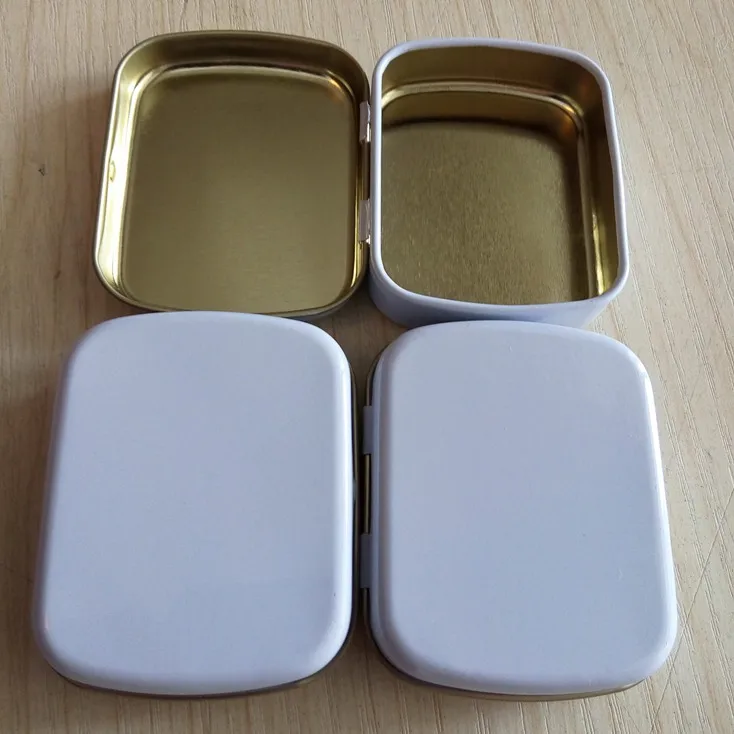 Free Shipping+Wholesale small size hinge tin box square tin silver tin