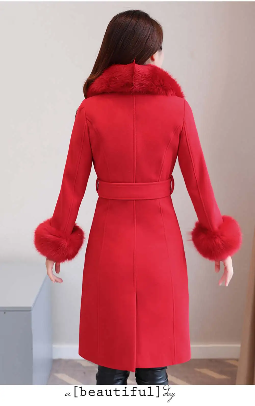 PinkyIsblack осеннее и зимнее пальто для женщин, шерстяная верхняя одежда, женское тонкое пальто средней длины с большим меховым воротником, шерстяное пальто и куртка