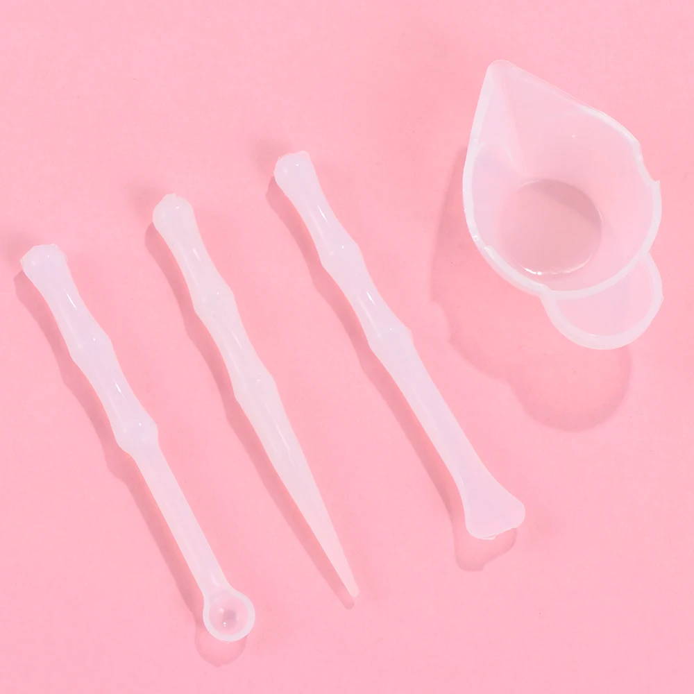 

1/4PCS Spoon Mix Scraper Cup Silicone Mold Cup Dispenser DIY Epoxy Resin Jewelry Making Tool Color Modulation DIY Tools