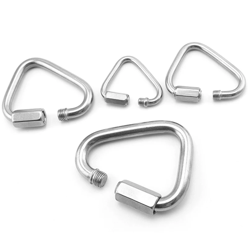 

5Pcs M4 Triangle-type Quick Screw Link Chain Fastener Hook Carabiner 304 Stainless Steel Repair Hiking Camping Quick Link Ring