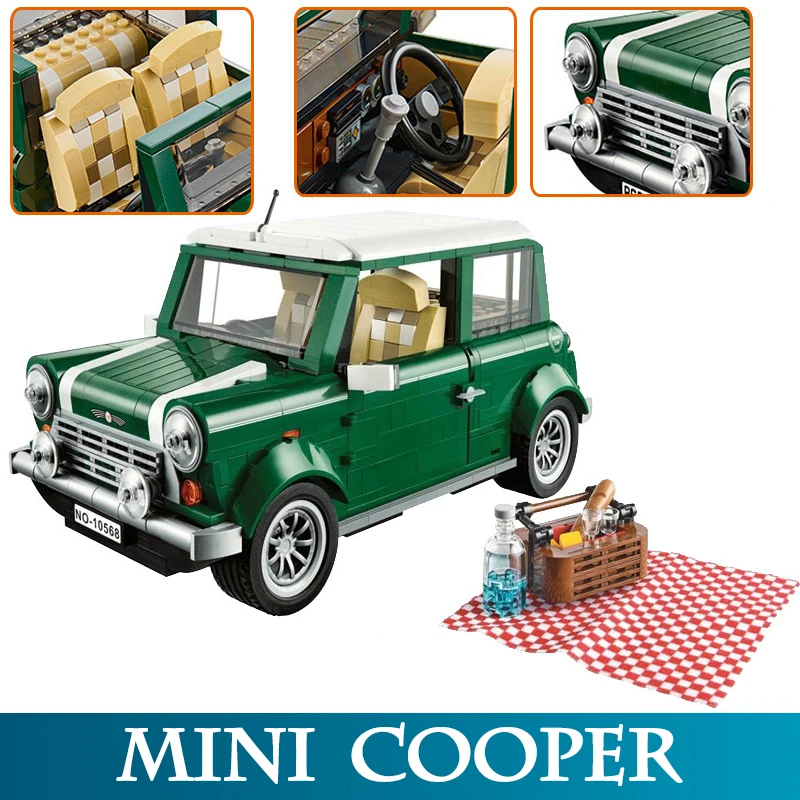 

Technic Series 21002 1077pcs MINI Cooper Car Model Builing Kits Blocks Bricks Toys Compatible 10242 LegoINGLYs Vehicle Model