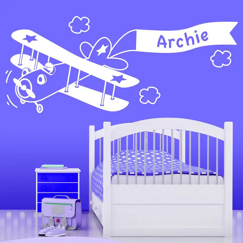 Custom made Personalised Aeroplane Plane Wall Sticker Bedroom Nursery