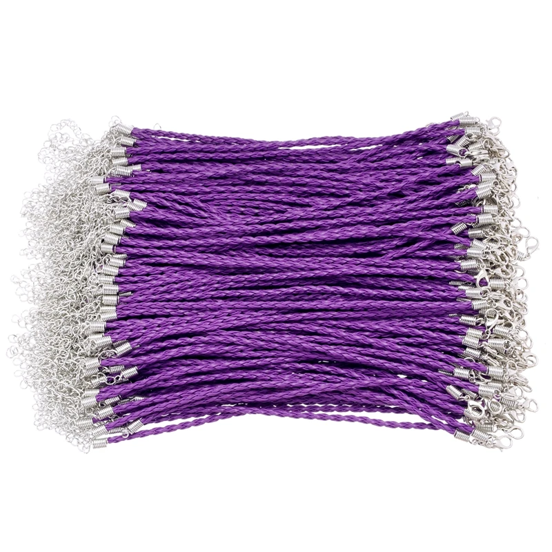 Wave Child Purple 3mm Plaited Leather Bracelets Rope Jewelry for Women