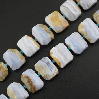 

Natural Blue Chalcedony Cut Slice Loose Beads,15.5inches strand Raw Agates Faceted Slab Beads Spacers Bracelet Crafts Supplies