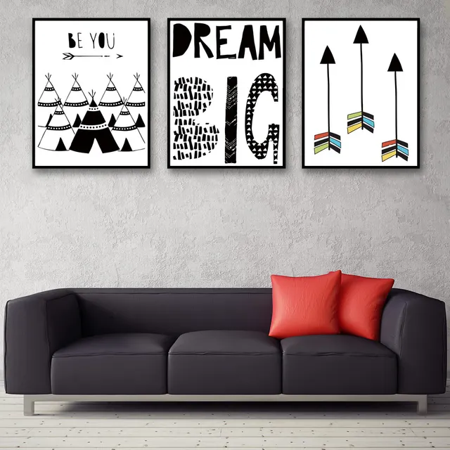 aliexpress com buy nordic arrow letter art big dream canvas