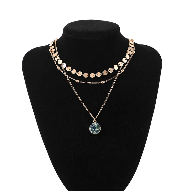 

Shuangsheng 2018 original design Fashion Gold choker Coin chain 3 layer ore superstar party Necklace For Women Charm Choker