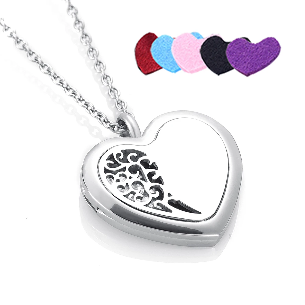Yin yang Heart Shape Air Freshener Necklace Essentail Oil Diffuser