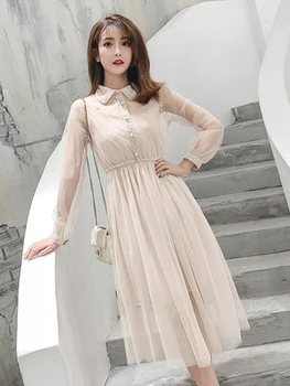 

2019 Party Dresses Mid-Calf Sundress Spring Dress Long Sleeve Dress Elegant Bodycon With Long Sling Dress New Items