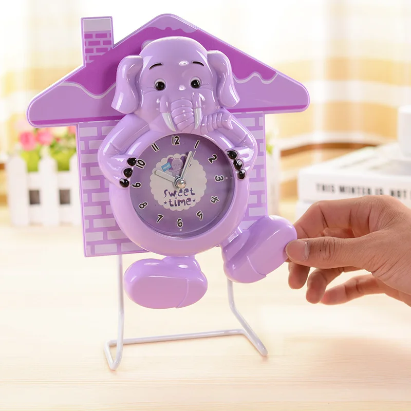 House model Elephant Swing pendulum clock Plastic bedside alarm clock