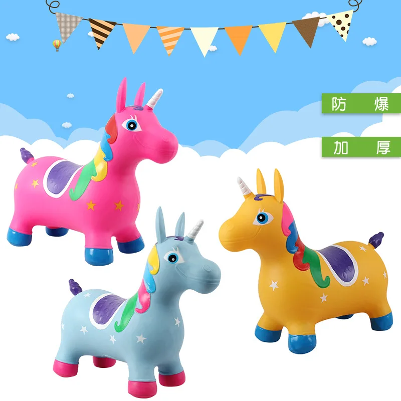 Kids Toddlers Jumping Horse Inflatable Bouncing Animal Pony Ride On Toy Hopper