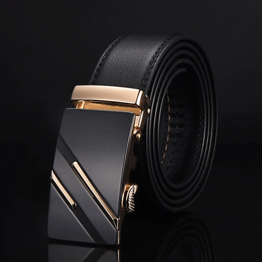 New Fashion Moving Strap Belt Men's Fashion Faux Leather Automatic Buckle Waist Strap Belt Waistband Gift