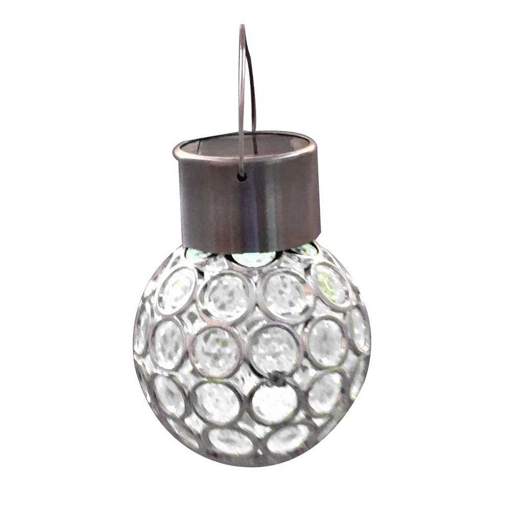 

Solar Luxury Crystal coated ball shape hanging lamp Outside Landscape Seven Colors Change LED Lamp Garden Walkway Decorate Light