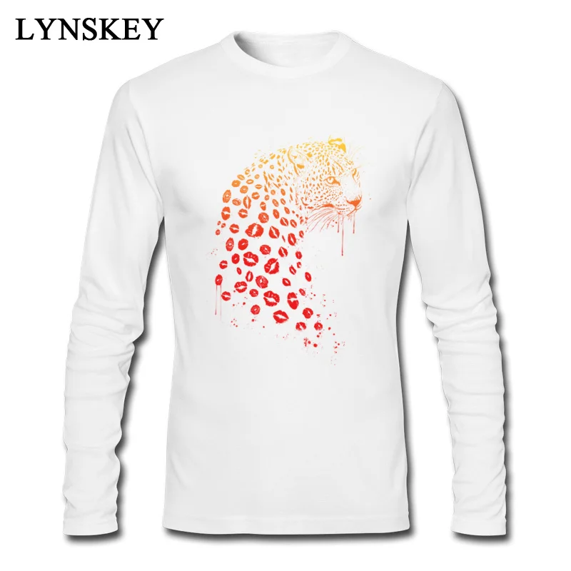 Round Collar Pure Cotton Mens T-shirts Printed On Long Sleeve Tops T Shirt Coupons Normal Tee-Shirt Kiss me Top Quality Kiss me white