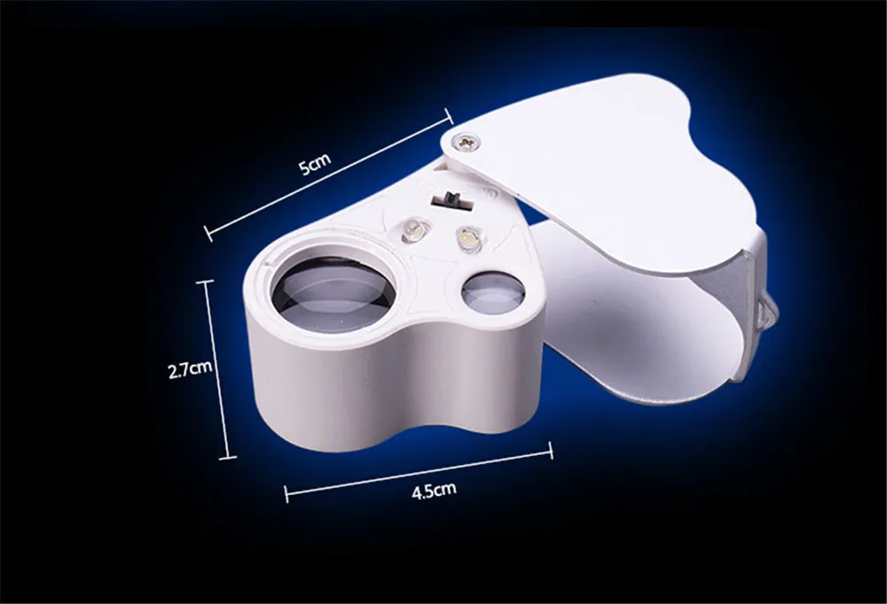 Двойной объектив 30X 60X Ручной мини Карманный микроскоп Лупа ювелира Лупа со светодиодной подсветкой фантастический