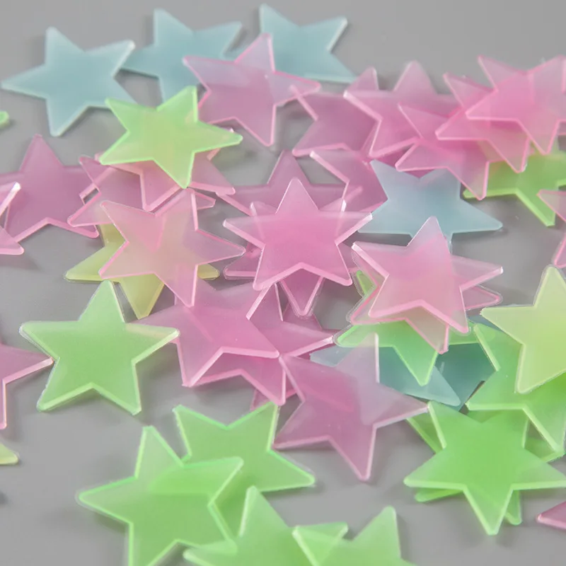 100 шт Детские флуоресцентные светящиеся в темноте светящиеся звезды наклейки на стену звезды светящиеся наклейки цвета