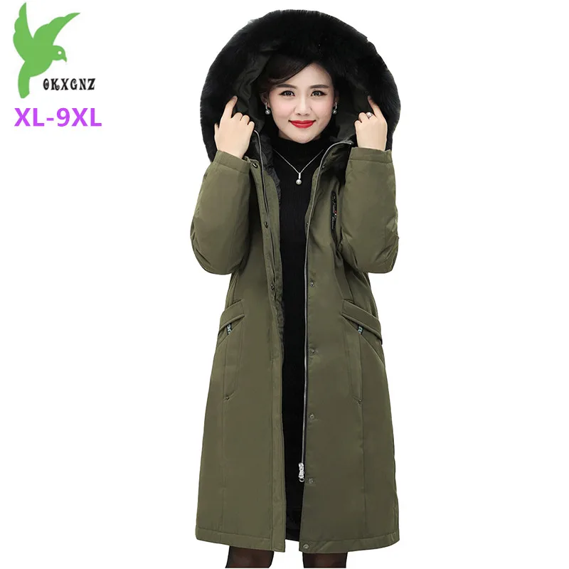 

2019 Winter parkas women down jacket Plus size XL-9XL Liner Detachable White duck down coat middle aged female long Parker H650