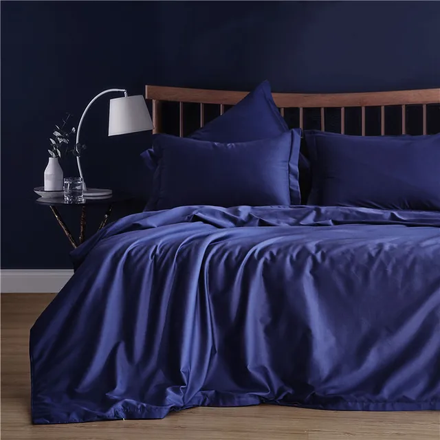 Best Offers Dark Blue Solid Color Pillowcase Duvet Cover Sets 3Pcs  100% 60# Long-Staple Cotton Bedlinen USA  Queen King Size Bedding Set  Best Offers Dark Blue Solid Color Pillowcase Duvet Cover Sets 3Pcs  100% 60# Long-Staple Cotton Bedlinen USA  Queen King Size Bedding Set