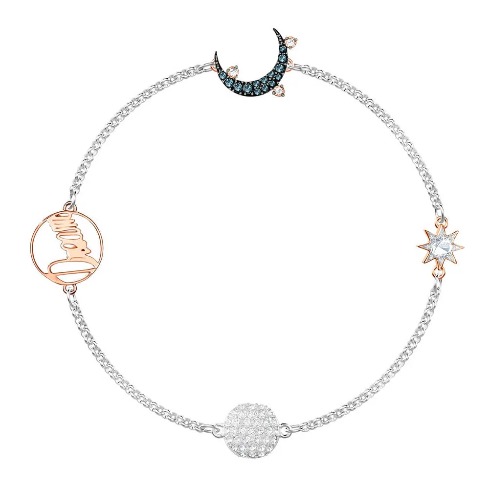 

SWA RO 2019 Trendy New REMIX COLLECTION MAGIC Shining Lucky Moon and Star Pattern Crystal Women's Engagement Bracelet