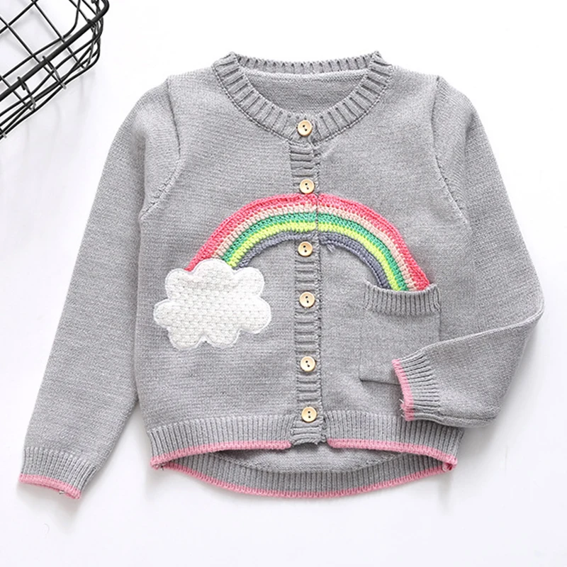 Us 14 9 28 Off 2019 Spring Autumn Grey Cardigan Girl Sweater Long Sleeve Toddler Girl Sweater Knitted Pullover Baby Sweater Knitting Patterns In