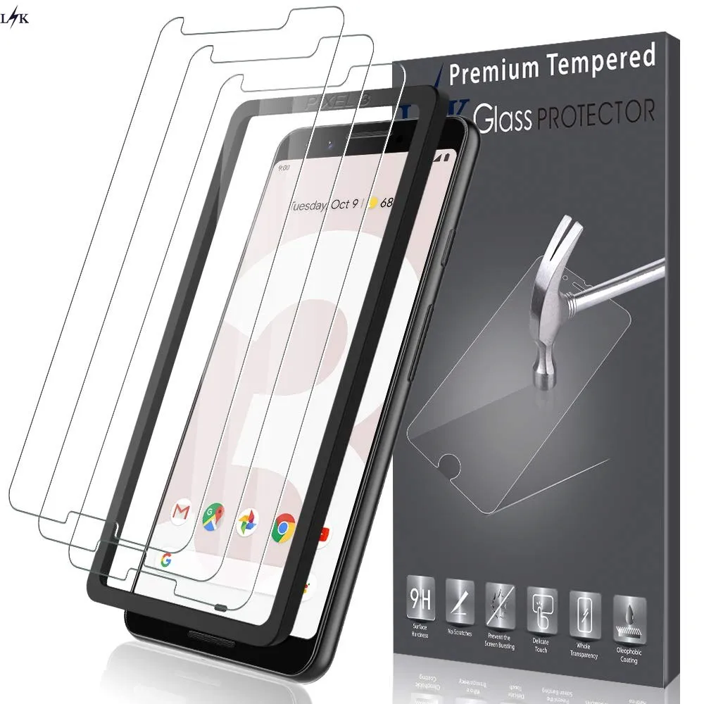 For LK [3 Pack] Screen Protector for Google Pixel 3 , [Alignment Frame
