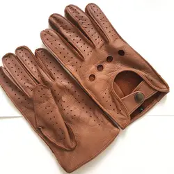 Бесплатная доставка Для мужчин осень и зиму из натуральной кожи перчатки новый модный бренд Браун теплая водительские перчатки без