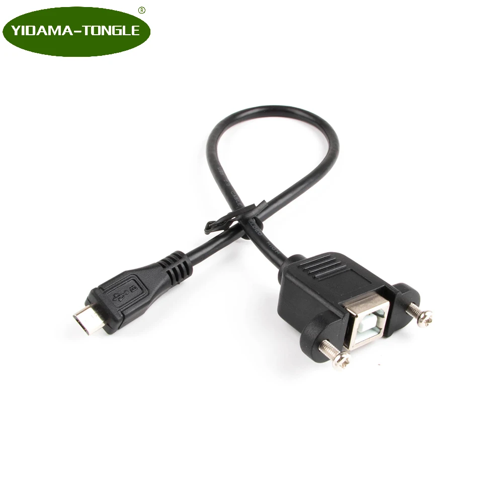 

USB 2.0 B Female socket Printer Panel Mount with screw hole to USB Micro B 5 pin 5pin male cable