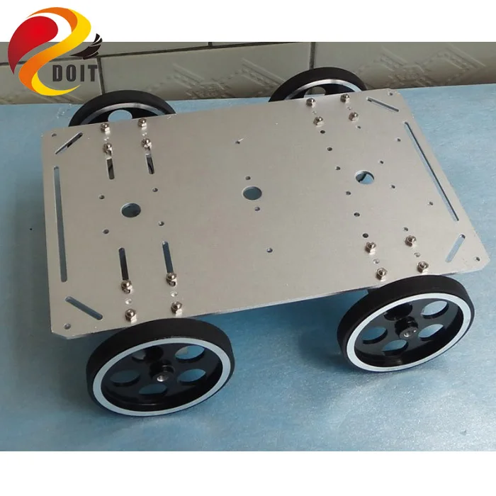 Из Металла 4wd робот шасси автомобиля с 12 В 200 об./мин. 95 мм Алюминий колесо интеллектуального двигателя большой нагрузки мобильной платформы