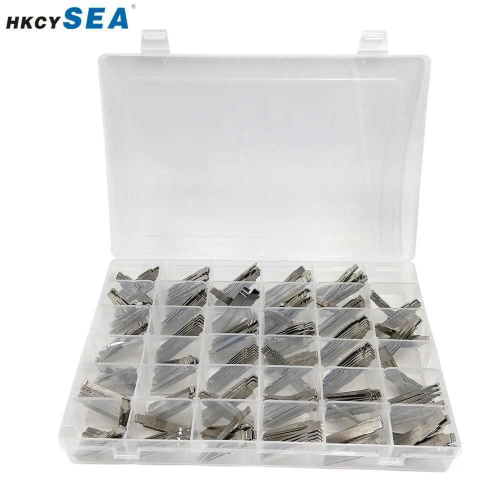 

HKCYSEA 175pcs/lot Metal Engraved Line LiShi Scale Shearing Teeth Blank KD Car Key Blade Set With a Box for KD900/KD-X2 Remotes