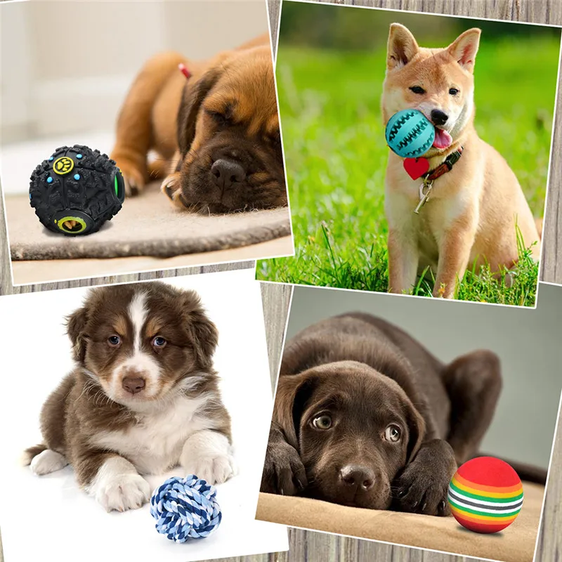 4PcsPack Dog Toy Interactive Rubber Balls Pet Dog Puppy Elasticity Teeth Ball Dog Chew Toys Tooth Cleaning Rope Balls (7)