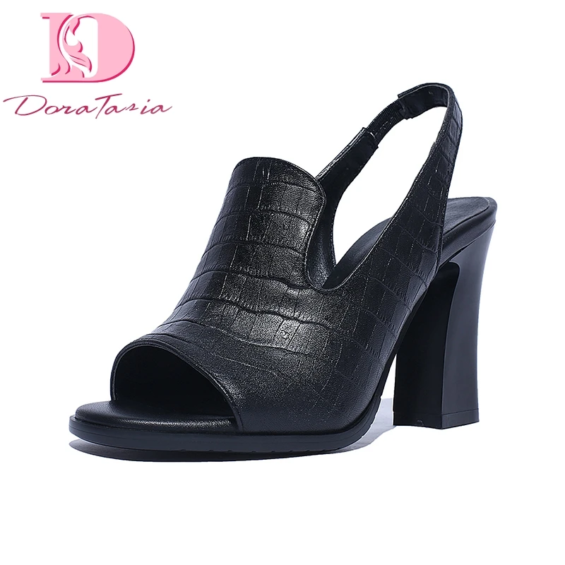

Doratasia 2018 Brand Design genuine leather Summer Sandals Shoes Woman cow leather chunky High Heels Women Sandals size 33-40