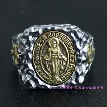 925 Серебро Золото Дева Мария Ретро тайский серебряное кольцо