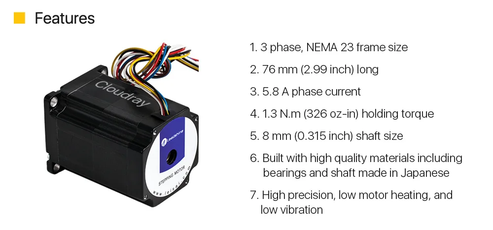 Cloudray Leadshine 3 фазы шаговый двигатель 573S15 для NEMA23 5A Длина 76 мм вал 8 мм