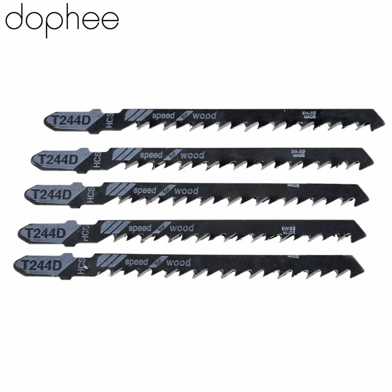 dophe 5Pcs T244D 100mm Jig Saw Blade HSS Wood Cutting Curve Reciprocating Coarse Teeth HCS for Plywood Fibreboard Tool | Инструменты