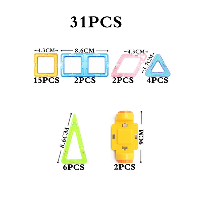 Мини Магнитный дизайнерский развивающие строительные блоки 31 шт./компл. инженерное транспортное средство пластик собрать светящиеся кирпичи для детей подарок