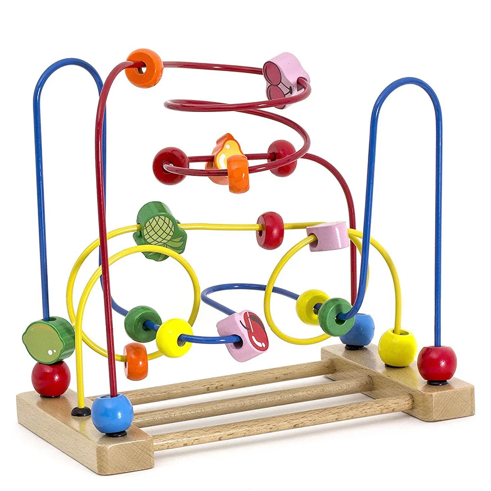 Educational Baby Kids Wooden Circle Bead Maze Toddler Intelligence Toys Gift New