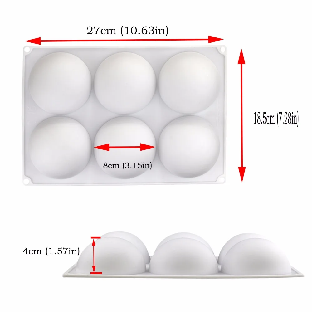 6 полости, полушаровая форма, силиконовая форма для торта, для выпечки муссов, торта, чизкейка, пудинга, хлеба, антипригарная форма для выпечки