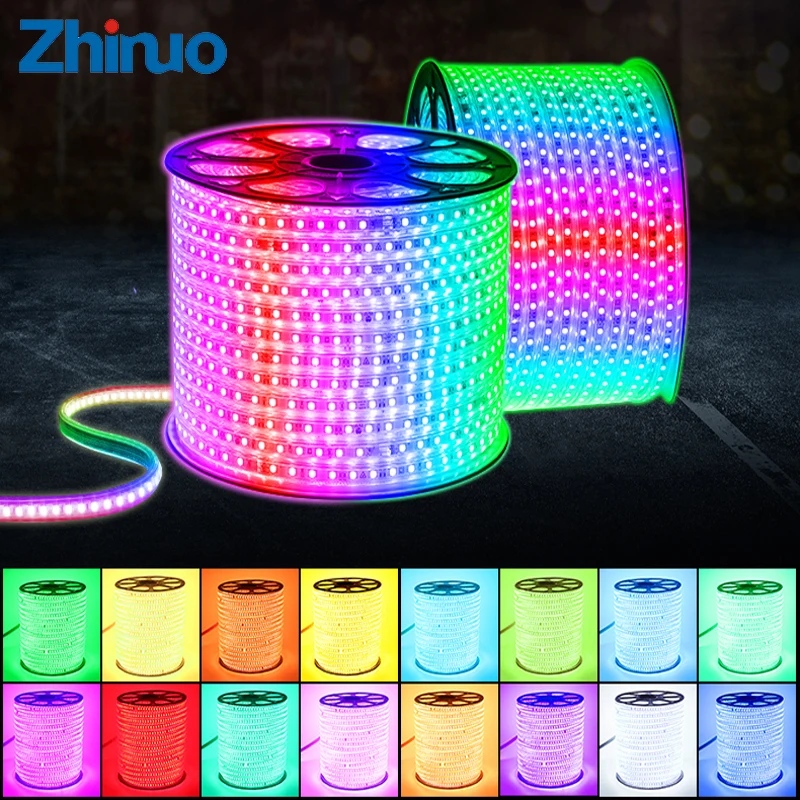 Гибкая неоновая Светодиодная лента RGB SMD5050 110 В переменного тока 1 м/5 м/10 м/20