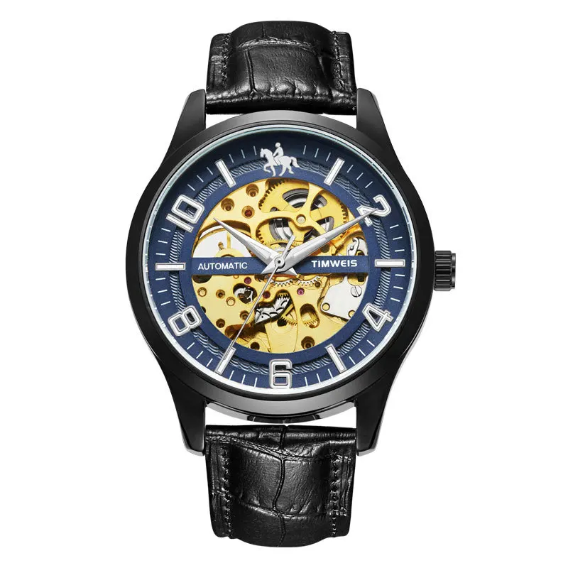 

New Business Men's Watch personality Man's Clock mechanical hollow leather strap fashion trend carnival creative Male Wristwatch