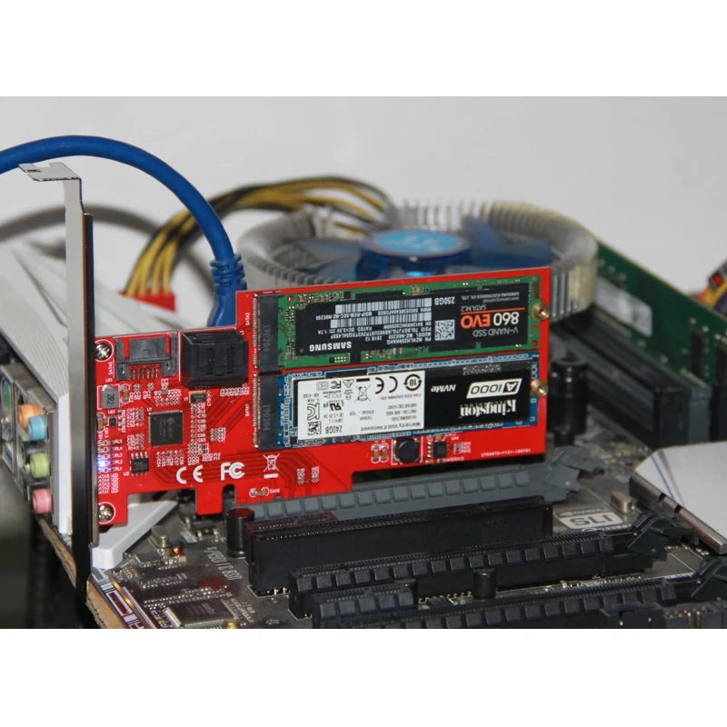 M2 SATA Raid контроллер карты PCI Express X4 на 2 порта 3 0 6 Гбит/с + M.2 NGFF SSD B Key Поддержка RAID0 RAID1