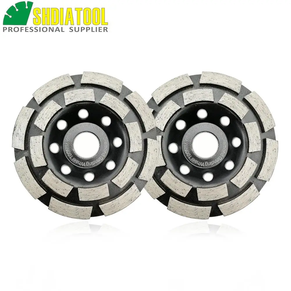 

SHDIATOOL 4"/100MM Diamond Double Row Grinding Cup Wheel Concrete Granite Marble Grinding Disc Bore 20mm/16mm reducer washer