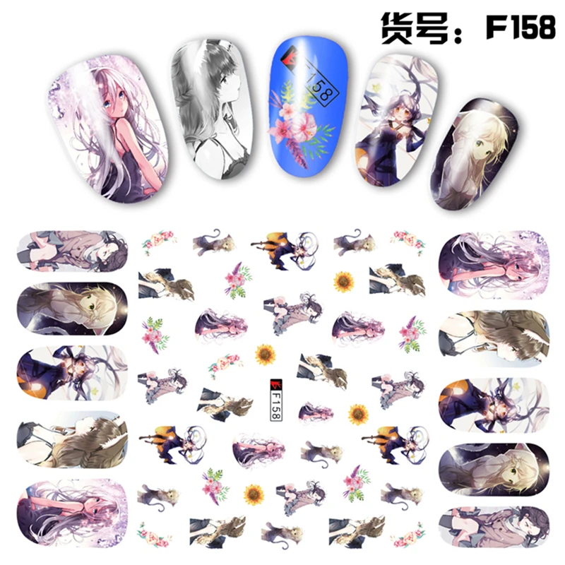 5 sheets Cartoon girl design ADhesive nail decals Nails Art decorations