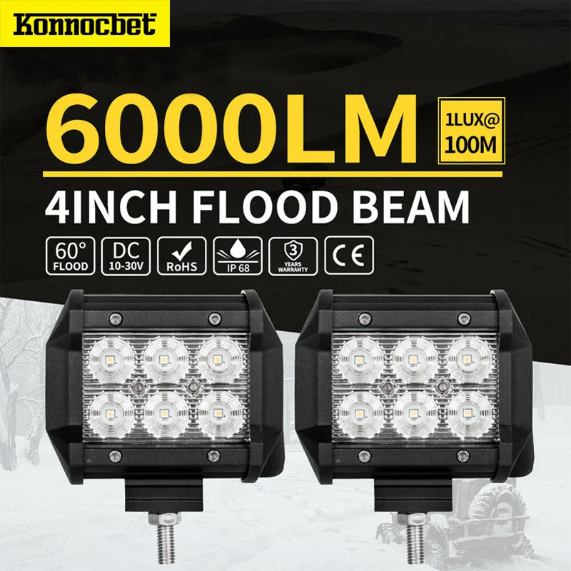 

4 inch 18W LED Work Light LED Bar Light for Motorcycle Tractor Boat Off Road 4WD 4x4 Truck SUV ATV Driving LED Lamp Driving IP68