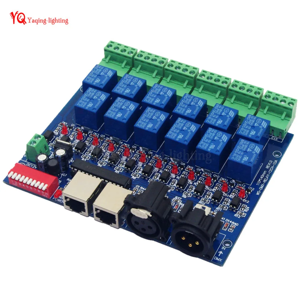 

12CH Relay switch dmx512 Controller RJ45 XLR, relay output, DMX512 relay control,12 way relay switch(max 10A) for led