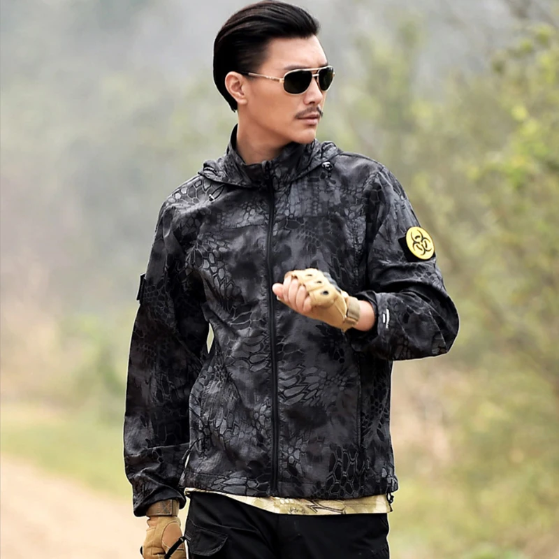 

Men's Summer Hunting Jacket Breathable Camouflage Quick Drying Jacket Men Military Tactics Jacket Hooded Combat Training Jacket