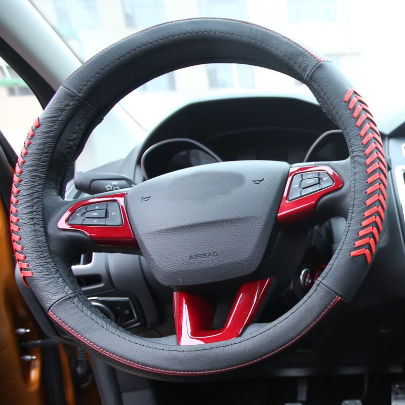 Красная Лаковая краска из АБС пластика украшение для руля автомобиля отделка