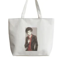 Атака на Титанов Rival Акерман японского Аниме Холст Tote сумки сумка для покупок с персонажем из мультфильма Школьная Сумка Многоразовые AN106