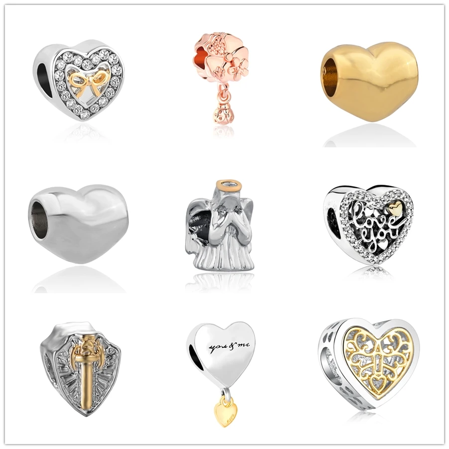 

diy Princess Love Shield Angel Mix Charm alloy And Gold Bijoux Beads Fit Pandora Bracelets Charm DIY Original Jewelry P030