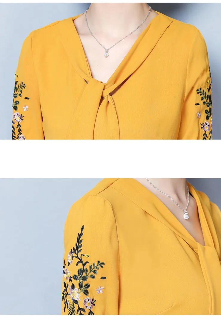 2018 New Arrival Lady Blouse Summer Fashion Shirts Floral Embroidered Tops Plus Size Short Sleeve Office Chiffon Blusas Feminina (17)