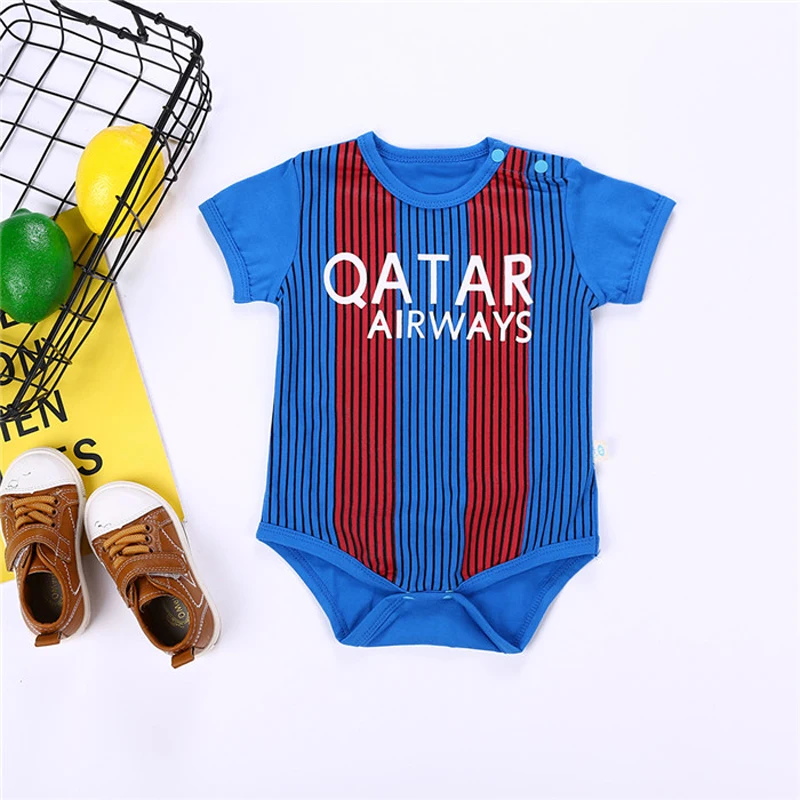 Football bébé sport barboteuses coton à manches courtes infantile nouveau-né bébé vêtements doux été bebe roupas enfants bodykit détail